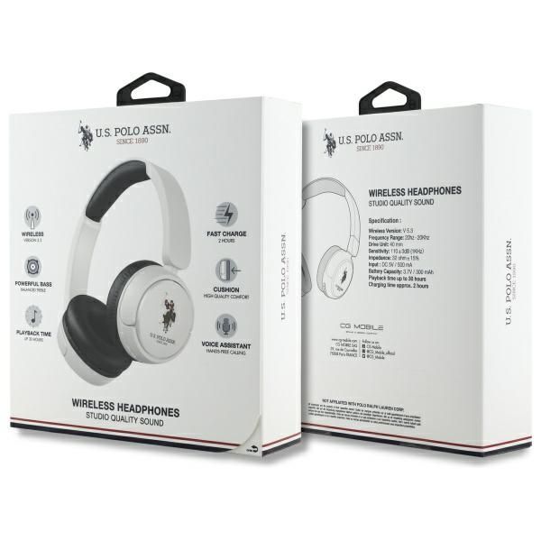 Citas preces U.S. Polo PU US Polo Bluetooth Headphones USHPV6PUNH White DH Color Logo