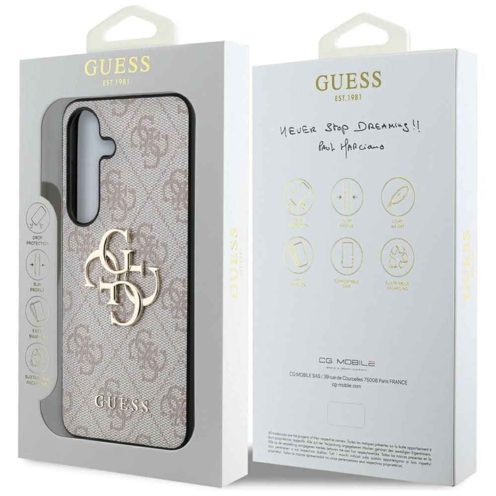 Citas preces Guess Guess Big 4G Logo Classic Logo Case for Samsung Galaxy S25 Pink
