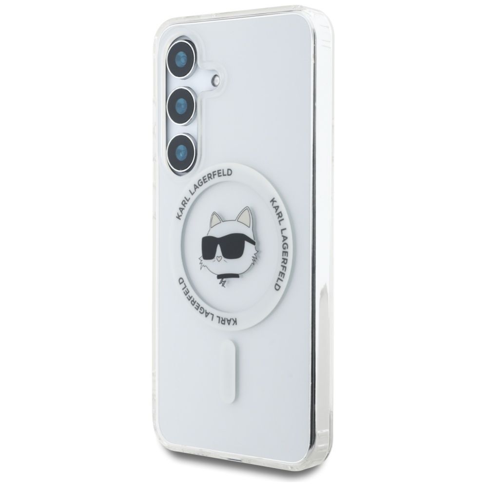 Kitos prekės Karl Lagerfeld Case Karl Lagerfeld Button Choupette Head Printed Logo MagSafe Samsung Galaxy S25 Plus white