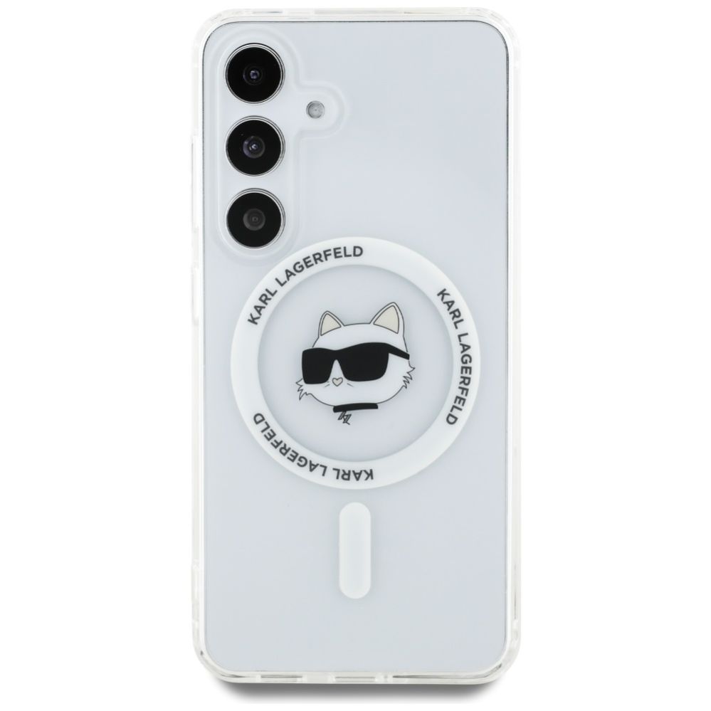 Kitos prekės Karl Lagerfeld Case Karl Lagerfeld Button Choupette Head Printed Logo MagSafe Samsung Galaxy S25 Plus white