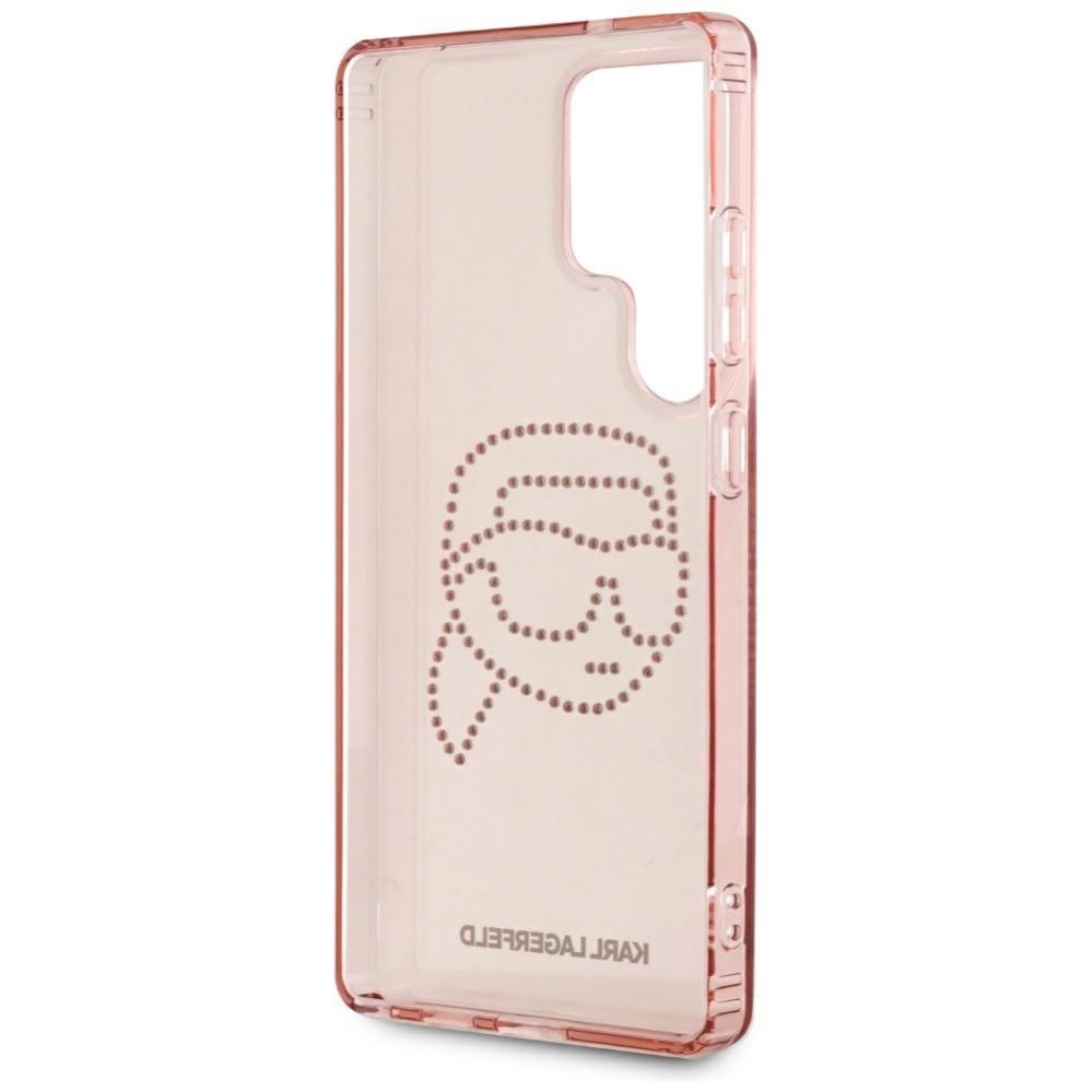 Citas preces Karl Lagerfeld Karl Lagerfeld Rhinestones K. Head Logo Samsung Galaxy S25 Ultra Case Pink