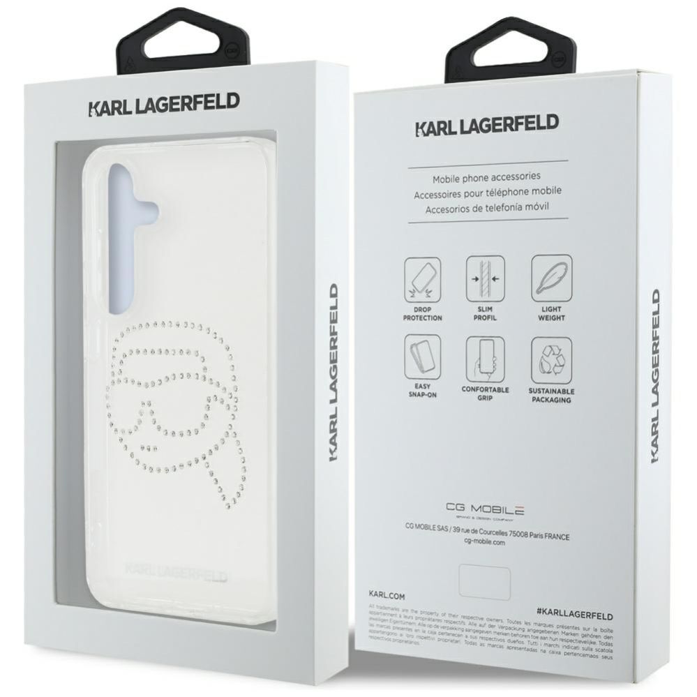 Kitos prekės Karl Lagerfeld Case Karl Lagerfeld Rhinestones Karl Head Logo Samsung Galaxy S25 transparent