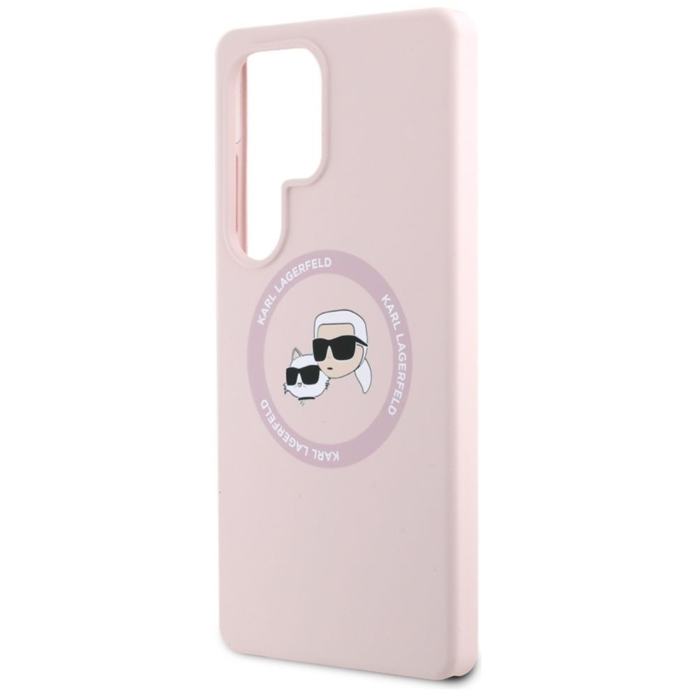 Citas preces Karl Lagerfeld Karl Lagerfeld Silicone Double Heads And Circle MagSafe Samsung Galaxy S25 Ultra Case Pink