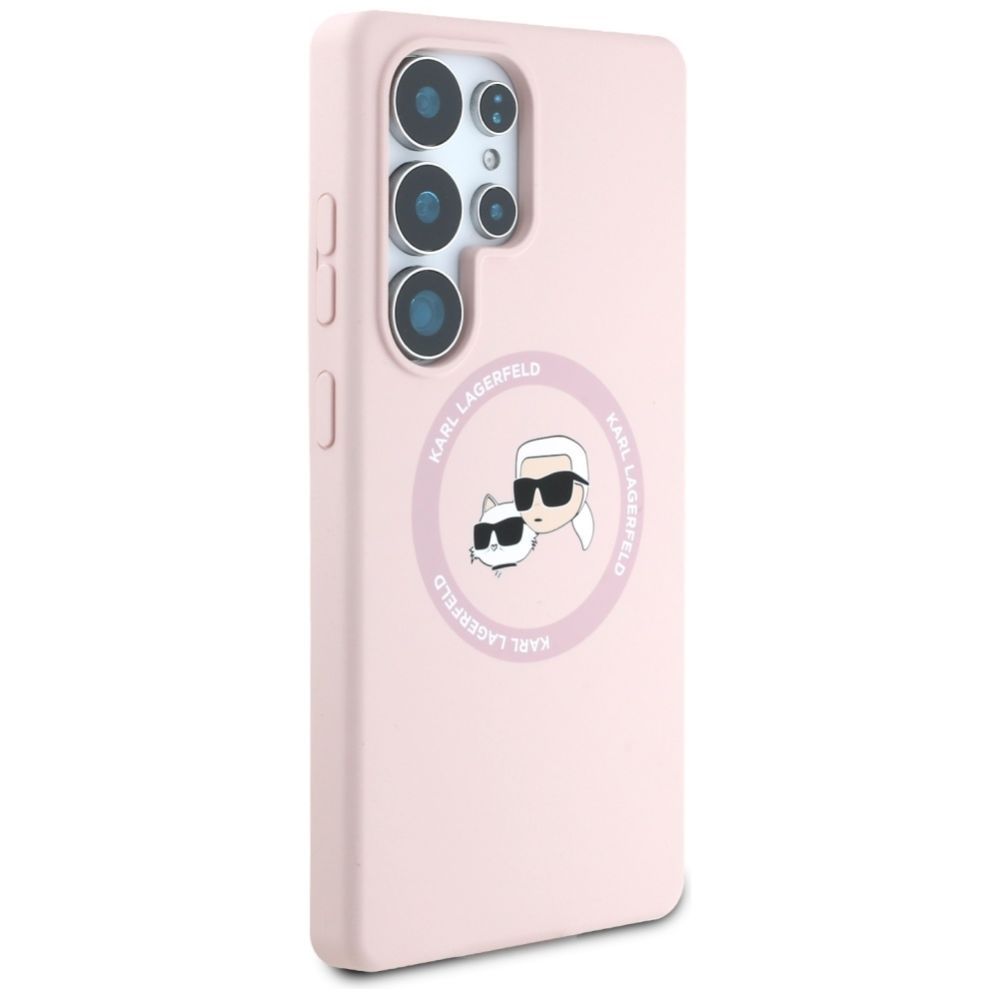 Citas preces Karl Lagerfeld Karl Lagerfeld Silicone Double Heads And Circle MagSafe Samsung Galaxy S25 Ultra Case Pink