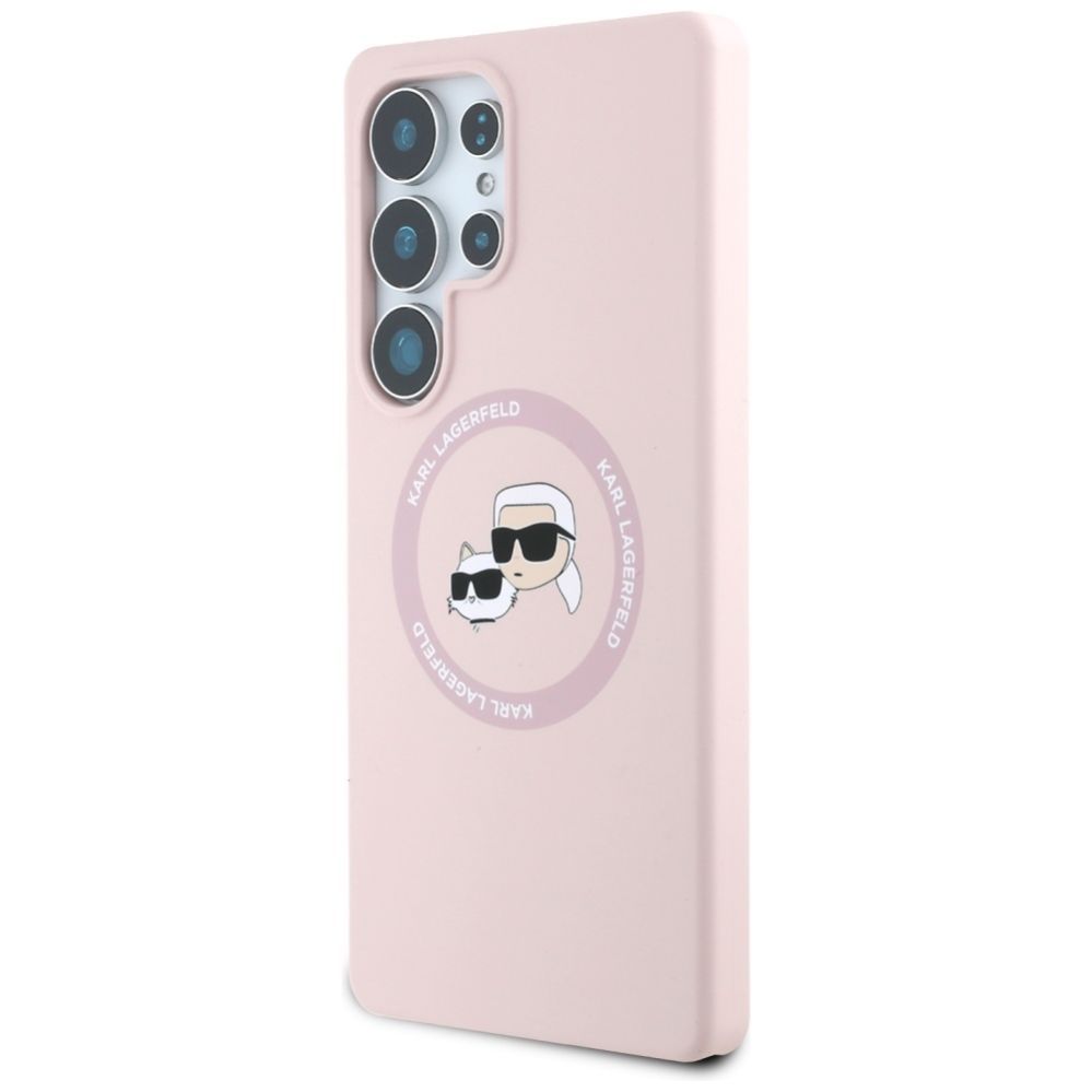 Citas preces Karl Lagerfeld Karl Lagerfeld Silicone Double Heads And Circle MagSafe Samsung Galaxy S25 Ultra Case Pink
