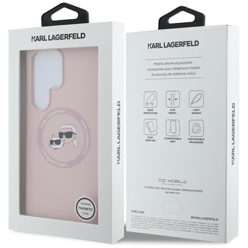 Citas preces Karl Lagerfeld Karl Lagerfeld Silicone Double Heads And Circle MagSafe Samsung Galaxy S25 Ultra Case Pink