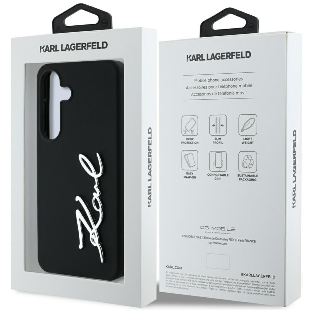 Kitos prekės Karl Lagerfeld Case Karl Lagerfeld Silicone Metal Signature Logo Samsung Galaxy S25 black