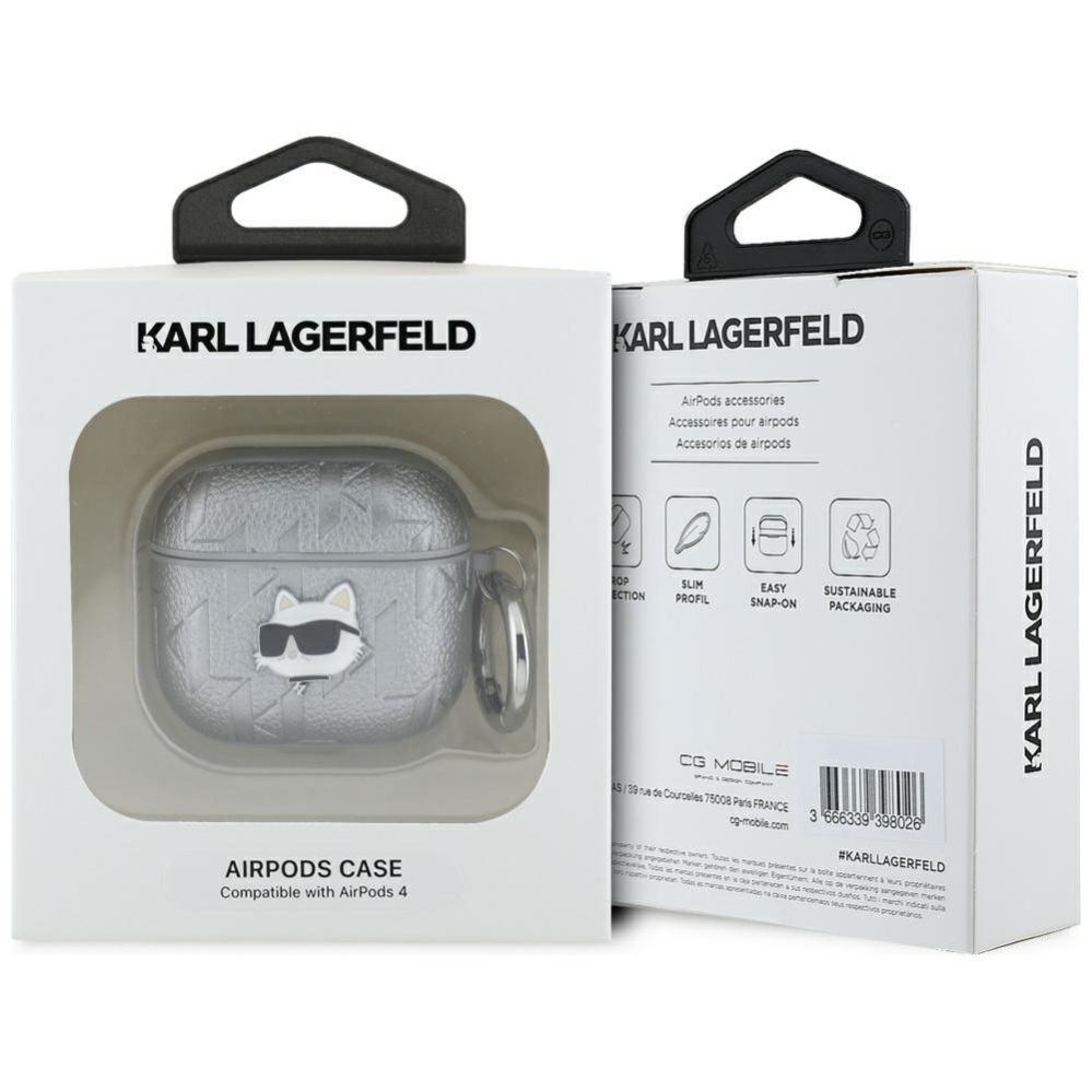 Citas preces Karl Lagerfeld Karl Lagerfeld Monogram Choupette Head case for AirPods 4 - silver
