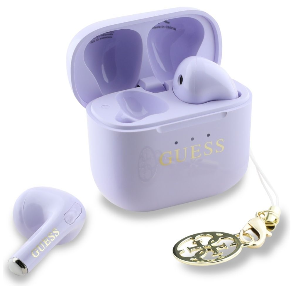 Citas preces Guess TWS Guess Glossy Effect Printed Classic Logo & Charm Headphones - Lavender