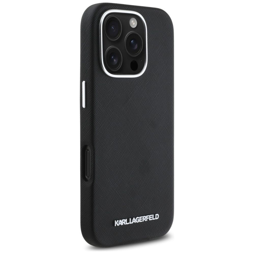 Other goods Karl Lagerfeld Karl Lagerfeld Saffiano Full Wrapped Elongated Metal Logo MagSafe Case for iPhone 16 Pro Max - Black