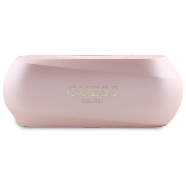 Citas preces Guess Guess Elongated Metalic Printed Logo Bluetooth TWS Headphones + Docking Station - Pink