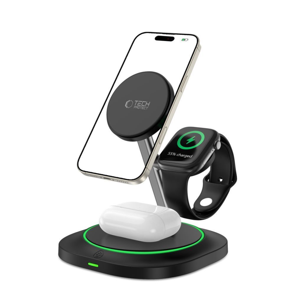 Other goods Tech-Protect Tech-Protect QI15W-A46 3in1 Magnetic MagSafe Inductive Charger - Black