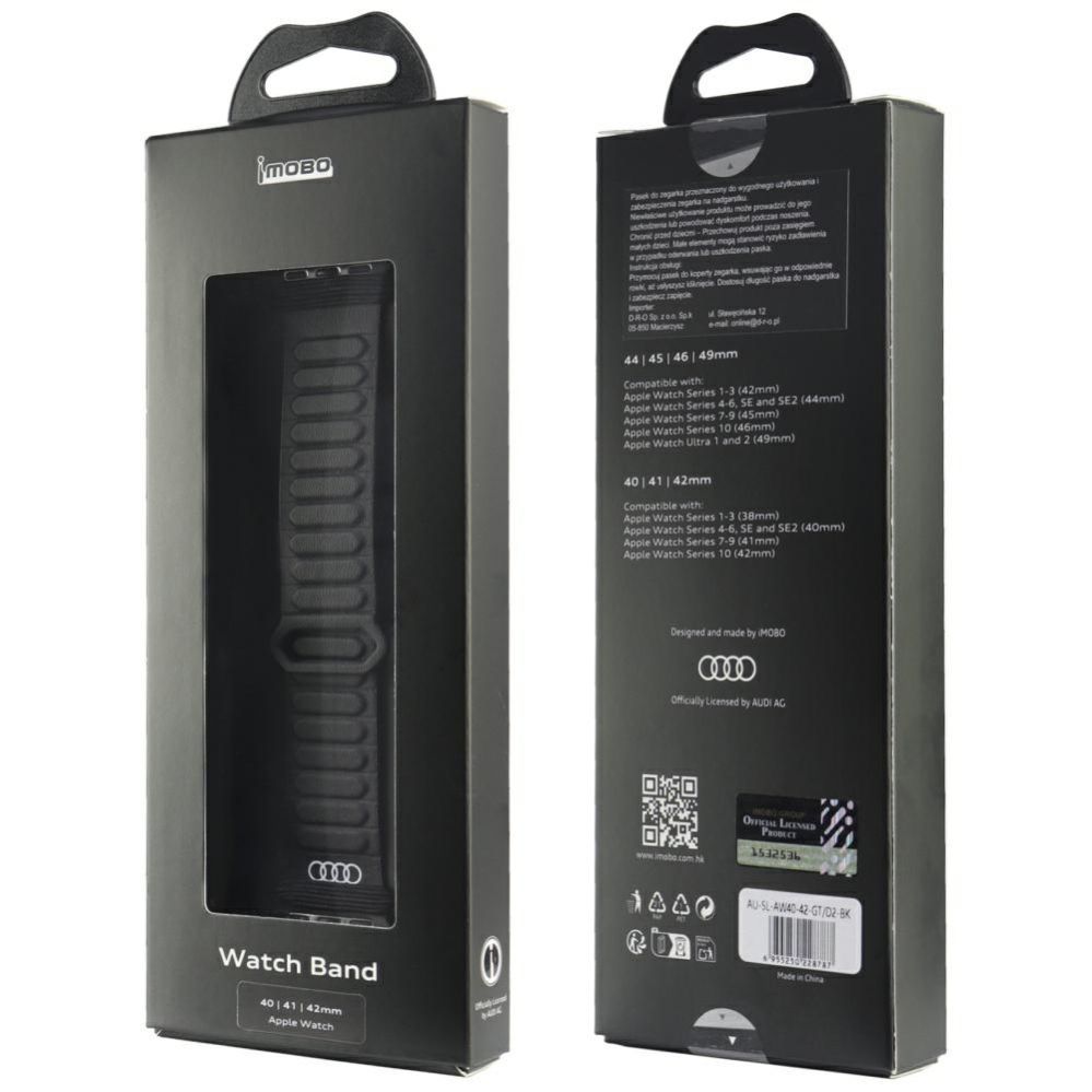 Other goods Audi Audi Logo Synthetic Leather Magnetic Ring Strap for Apple Watch 40/41/42 mm - Black