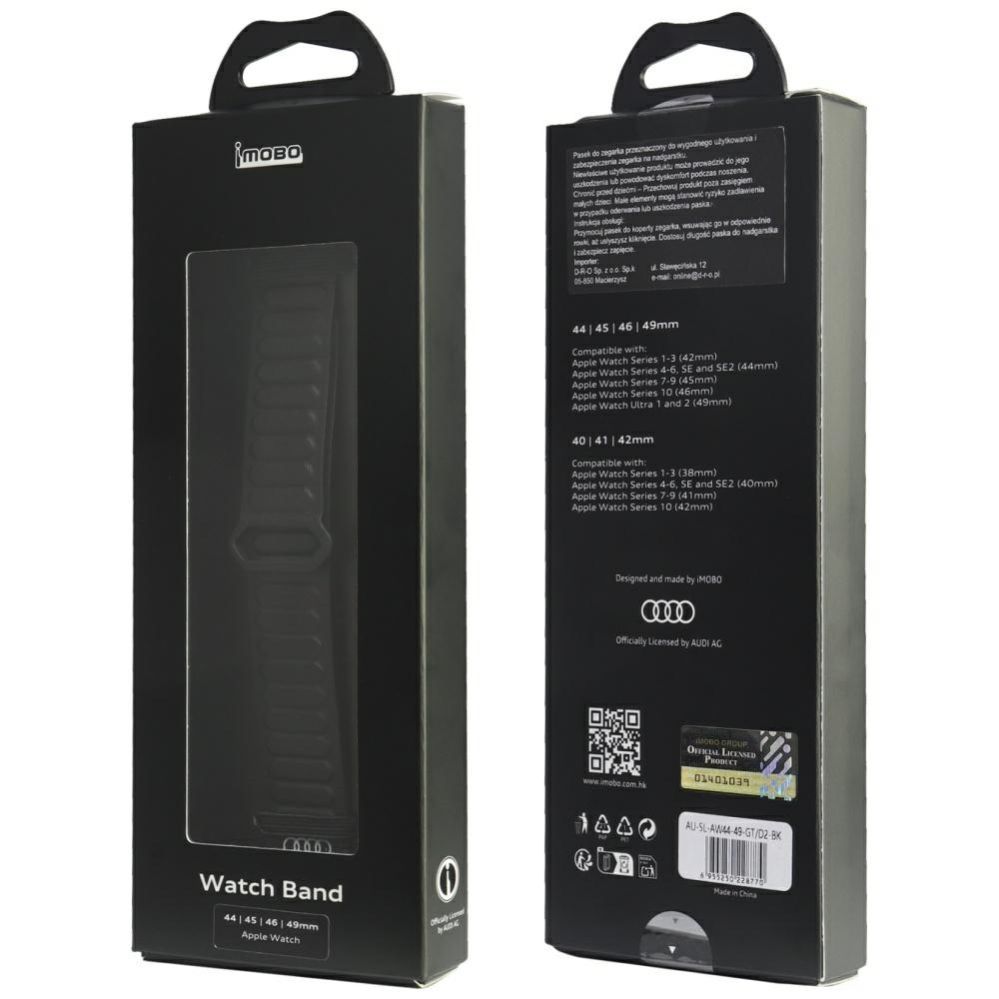 Citas preces Audi Audi Logo Synthetic Leather Magnetic Ring Strap for Apple Watch 44/45/46/49 mm - Black