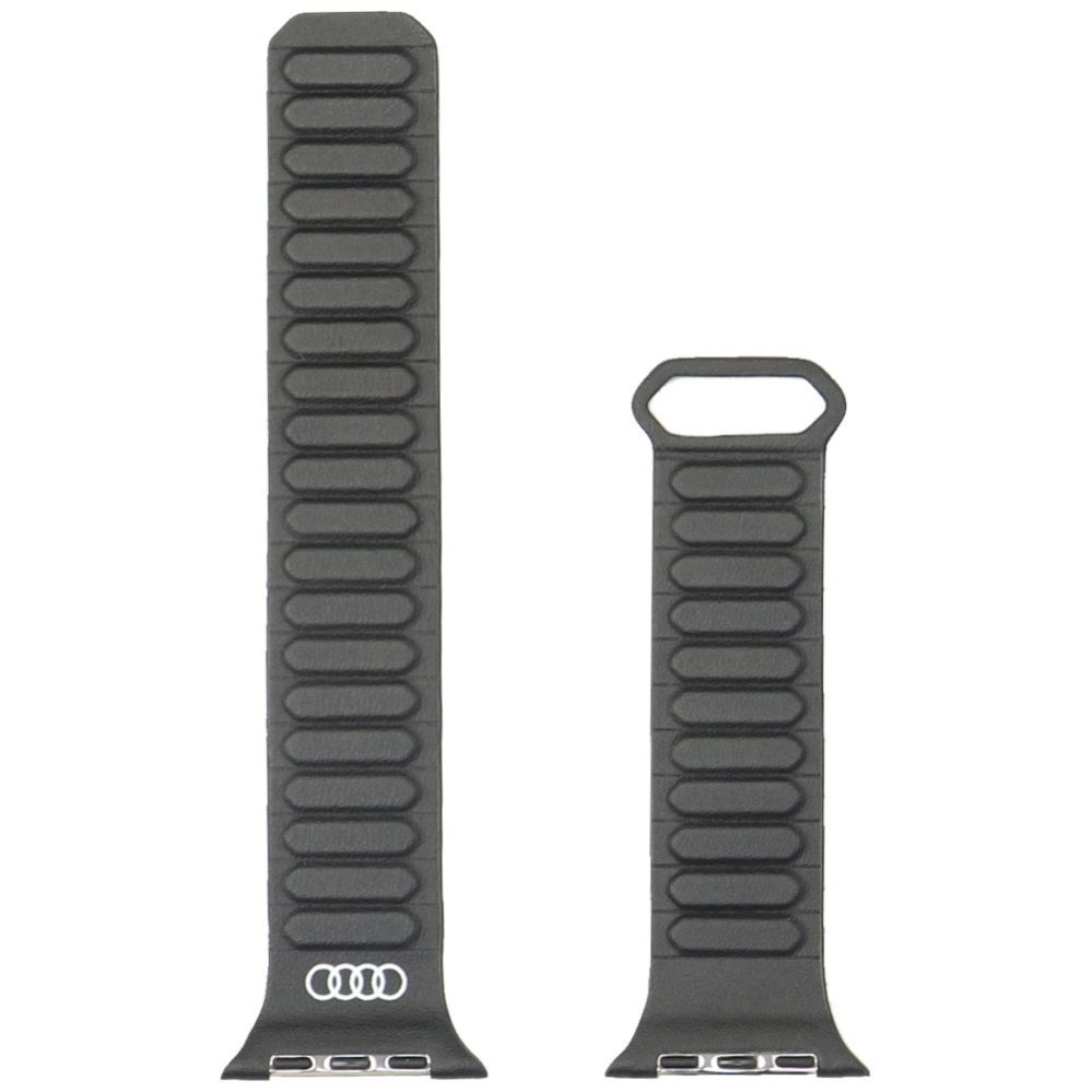 Citas preces Audi Audi Logo Synthetic Leather Magnetic Ring Strap for Apple Watch 44/45/46/49 mm - Black