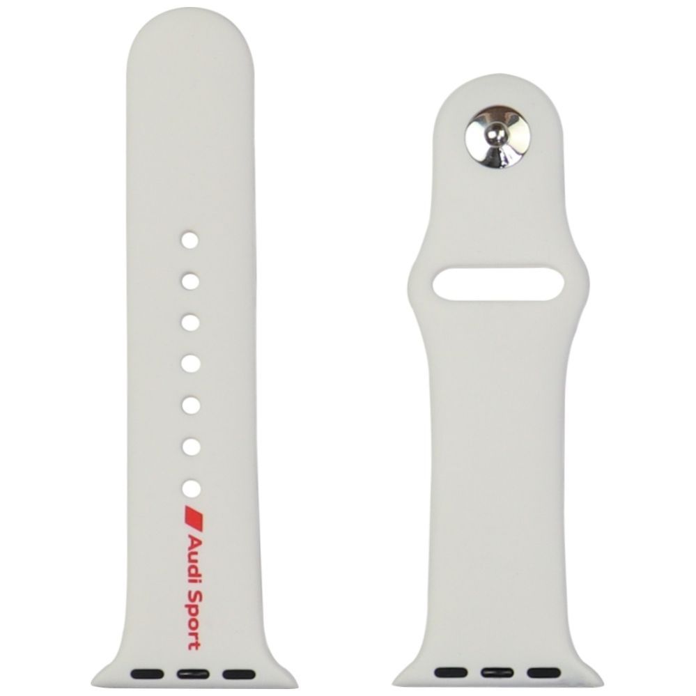 Citas preces Audi Audi Sport Red Logo Silicone Watch Strap for Apple Watch 40 / 41 / 42 mm - white