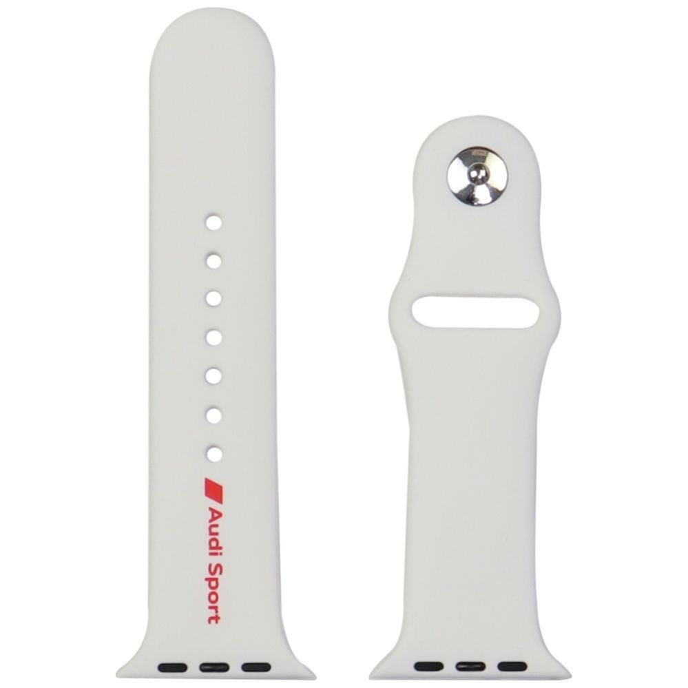 Citas preces Audi Audi Sport Red Logo Silicone Watch Strap for Apple Watch 44 / 45 / 46 / 49 mm - white