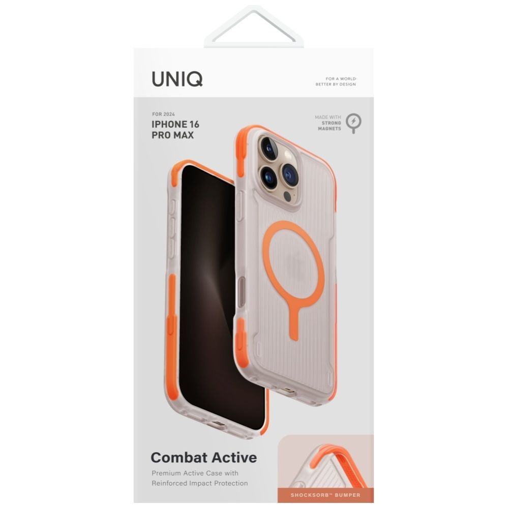 Citas preces UNIQ Uniq Combat Active Magclick Charging Case for iPhone 16 Pro Max - Orange