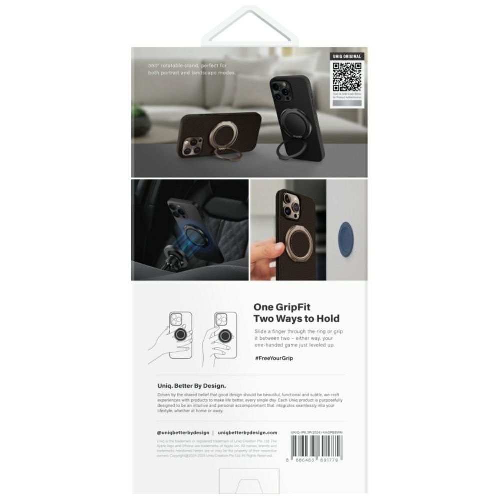 Citas preces UNIQ Uniq Keva Air Magclick Charging GripFit Case for iPhone 16 Pro - Brown
