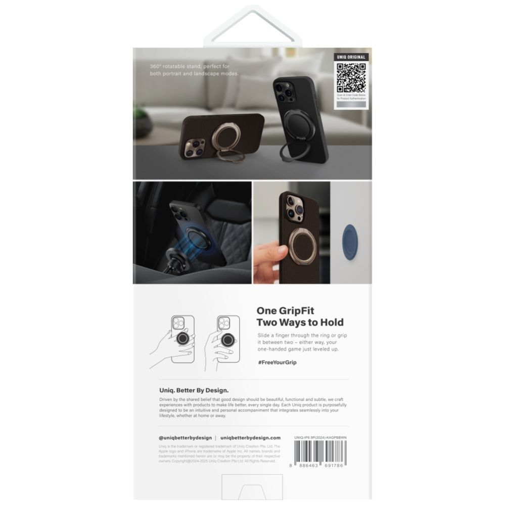 Citas preces UNIQ Uniq Keva Air Magclick Charging GripFit Case for iPhone 16 Pro Max - Brown