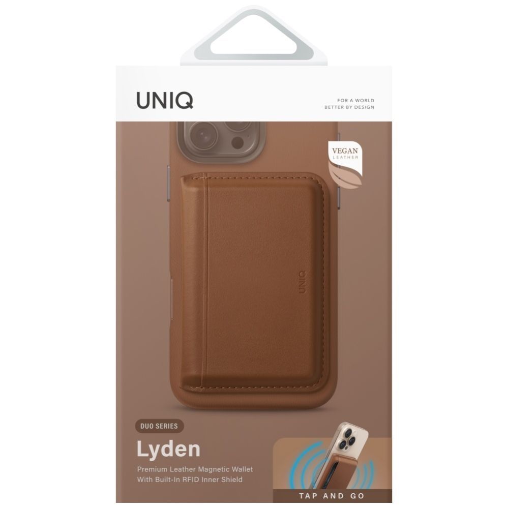 Citas preces UNIQ Uniq Lyden DS RFID Magnetic Wallet with Phone Stand - Brown