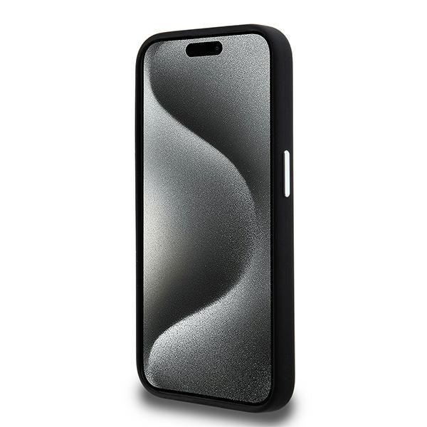 Citas preces Karl Lagerfeld Karl Lagerfeld Silicone Metal Script Logo iPhone 15 Pro Max Case - Black