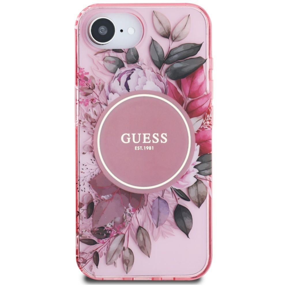 Citas preces Guess Guess IML Flowers MagSafe iPhone 16e Case - Pink