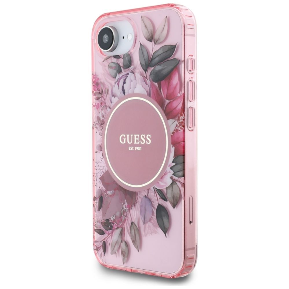 Citas preces Guess Guess IML Flowers MagSafe iPhone 16e Case - Pink