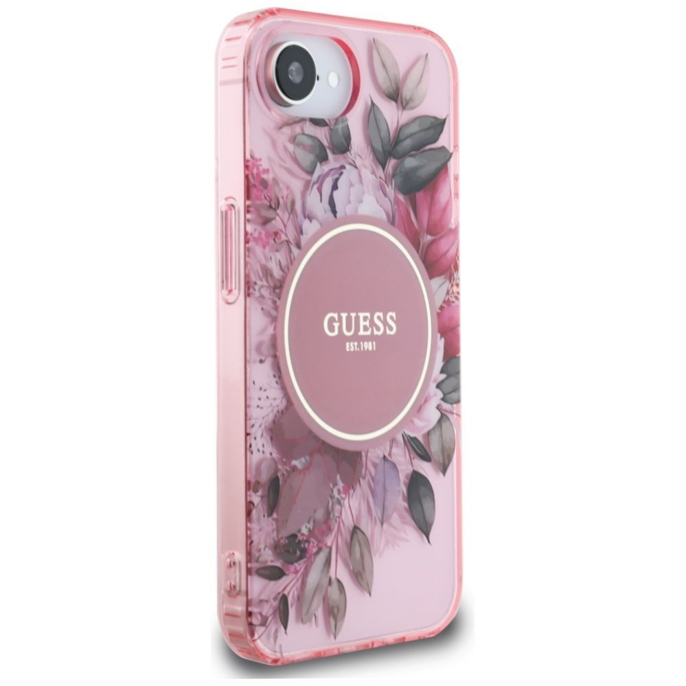 Citas preces Guess Guess IML Flowers MagSafe iPhone 16e Case - Pink