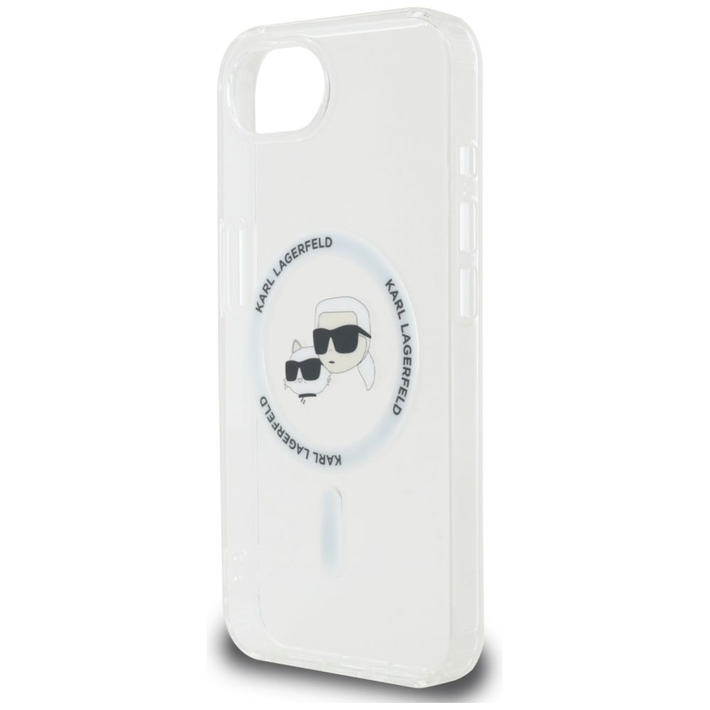 Citas preces Karl Lagerfeld Karl Lagerfeld IML Metal Karl & Choupette Heads MagSafe iPhone 16e Case - White