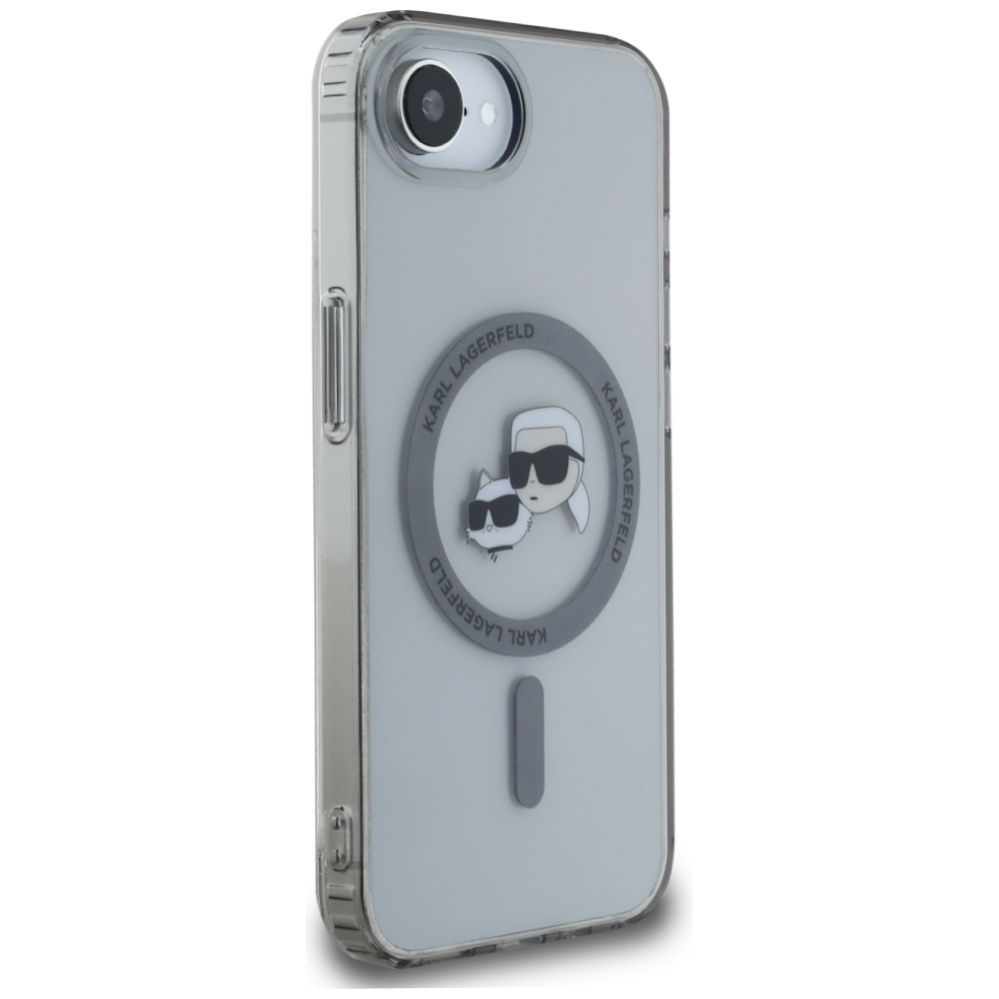 Citas preces Karl Lagerfeld Karl Lagerfeld IML Metal Karl & Choupette Heads MagSafe iPhone 16e Case - Black