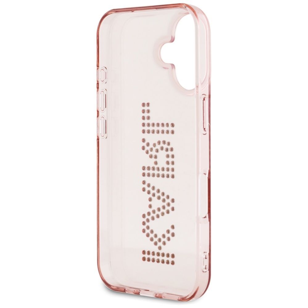 Citas preces Karl Lagerfeld Karl Lagerfeld IML Rhinestones Logo iPhone 16 Case - Pink