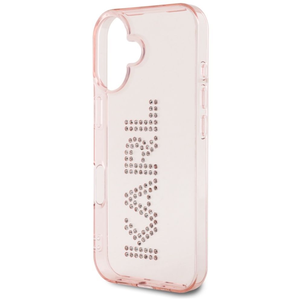Citas preces Karl Lagerfeld Karl Lagerfeld IML Rhinestones Logo iPhone 16 Case - Pink