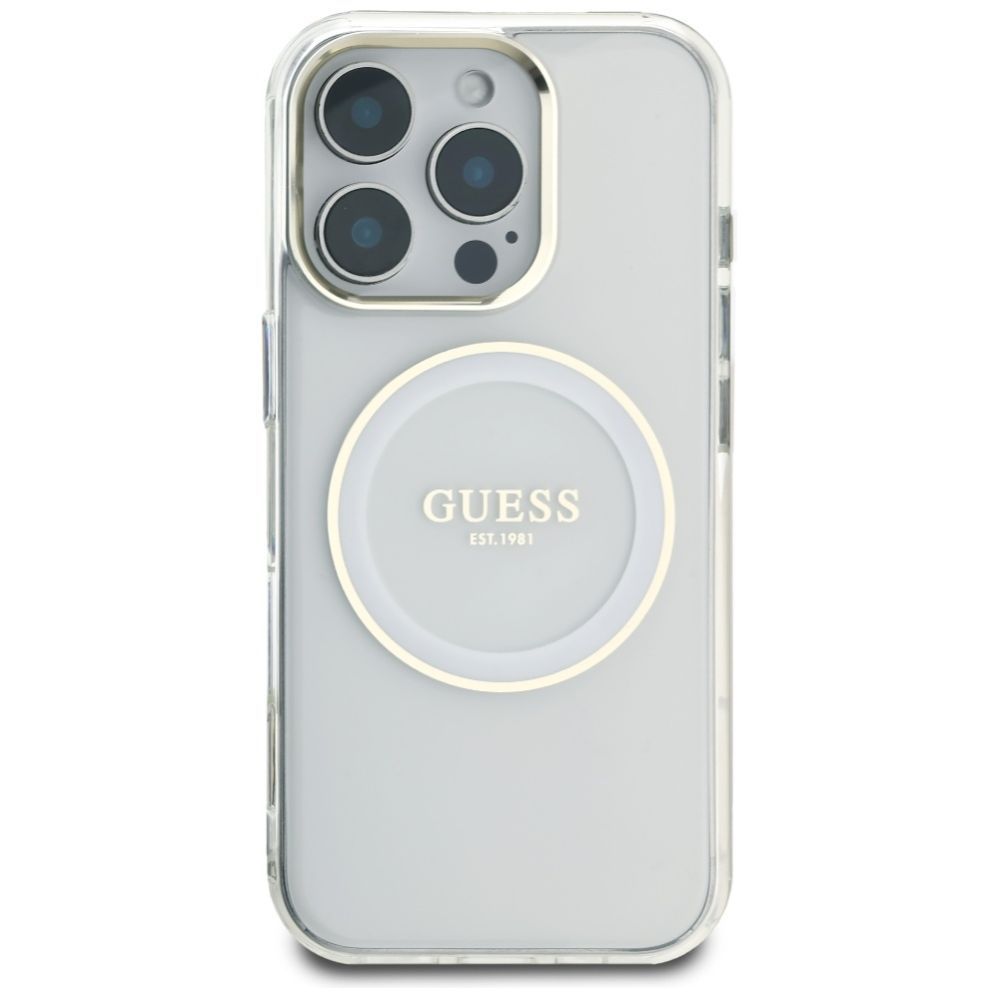 Muud kaubad Guess Guess IML Metal Colored Circle Classic Logo MagSafe case for iPhone 16 Pro - white