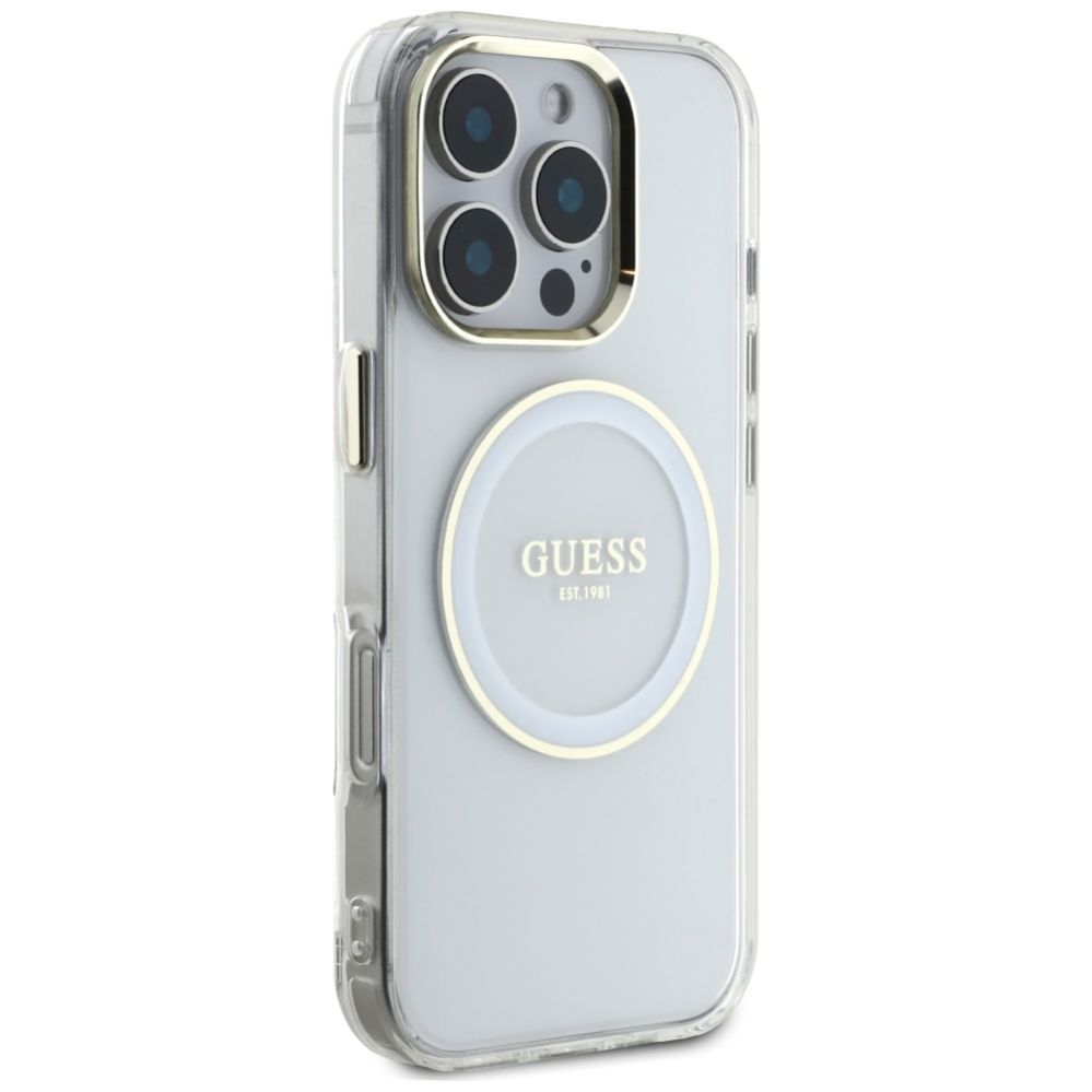Muud kaubad Guess Guess IML Metal Colored Circle Classic Logo MagSafe case for iPhone 16 Pro - white