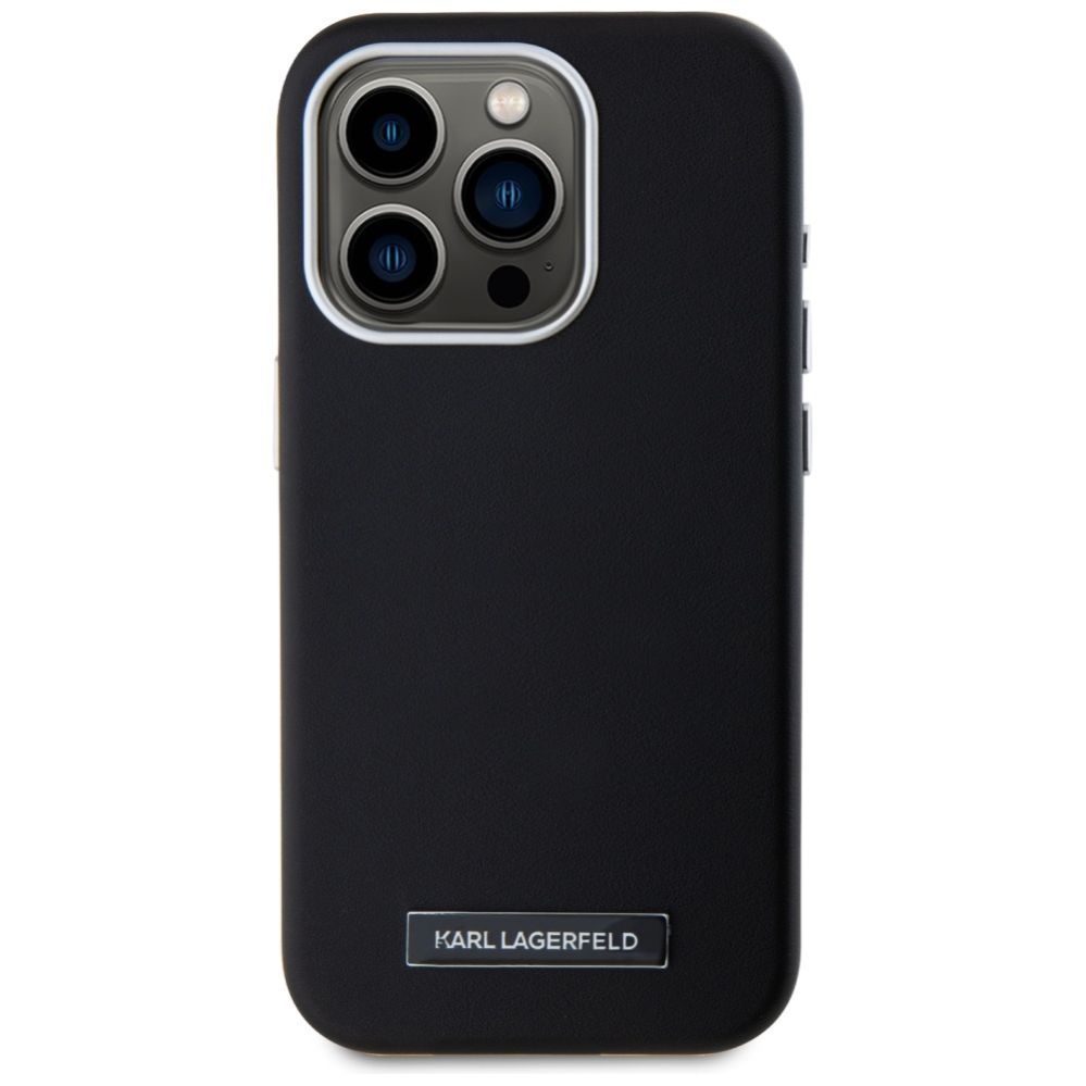 Kitos prekės Karl Lagerfeld Karl Lagerfeld FW Metal Plate MagSafe iPhone 15 Pro Max Case - Black