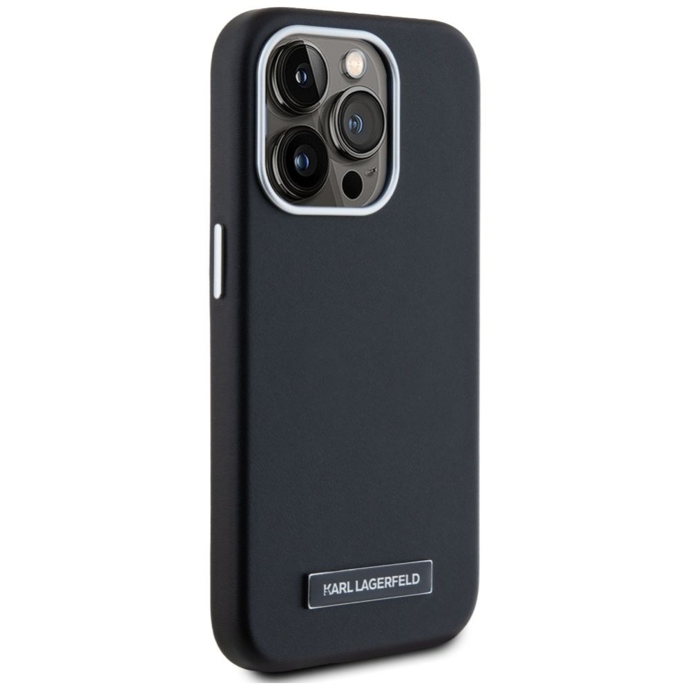 Kitos prekės Karl Lagerfeld Karl Lagerfeld FW Metal Plate MagSafe iPhone 15 Pro Max Case - Black