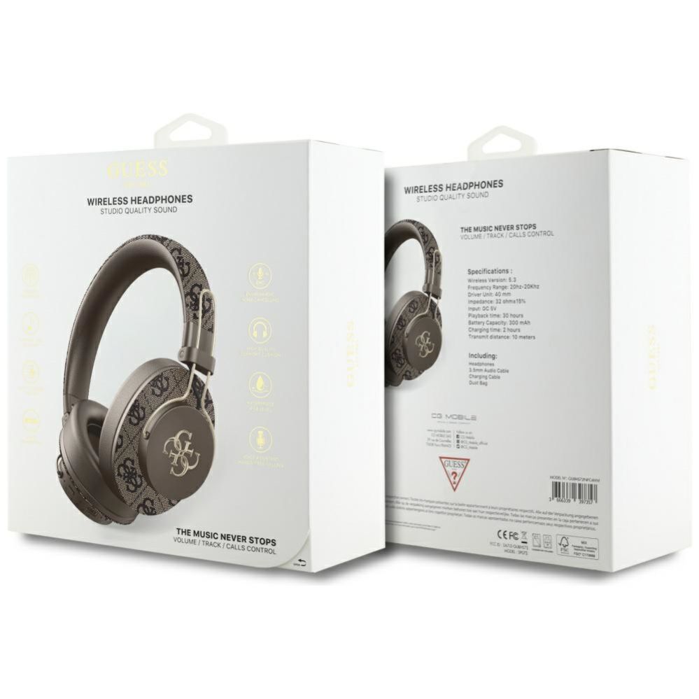 Citas preces Guess Guess ENC Metal 4G Bluetooth Over-Ear Headphones - Brown