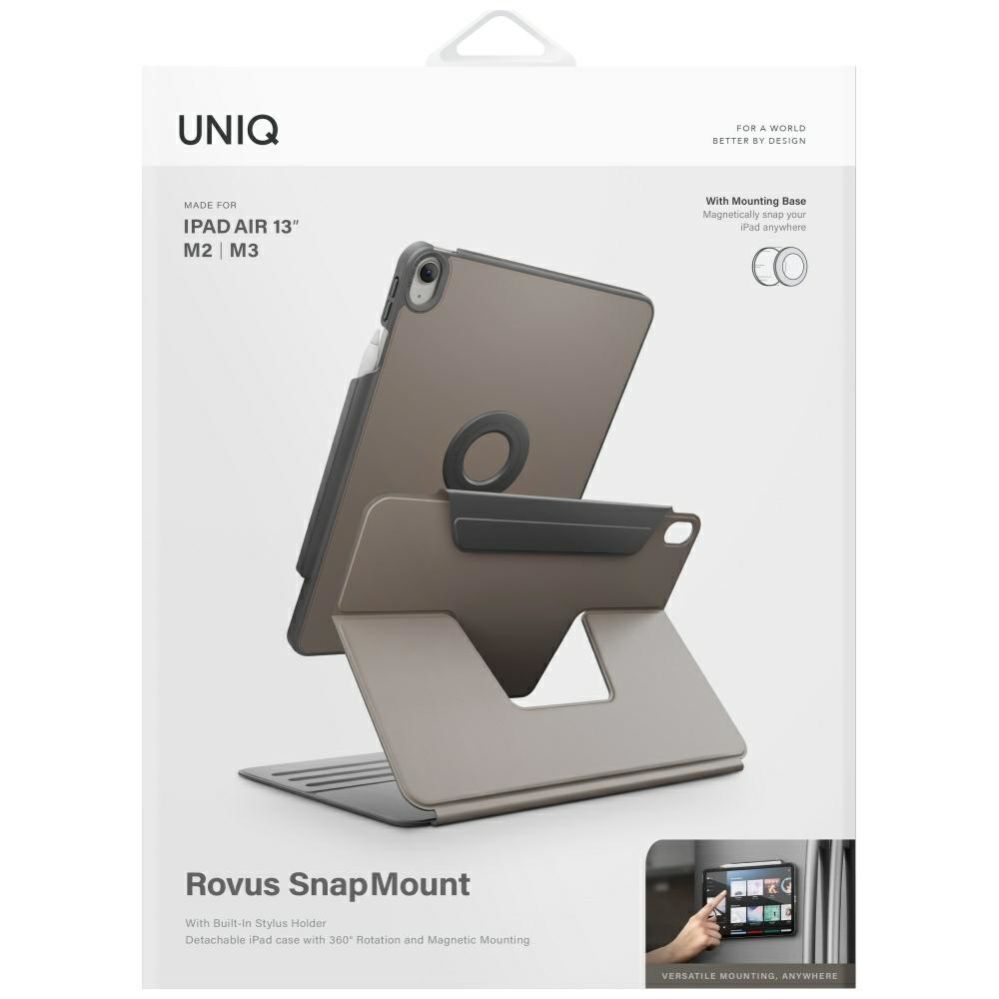 Muud kaubad UNIQ Uniq Rovus Snapmount Magnetic 360 Rotating Detachable Case for iPad Air 13" 2024 / 2025 - Gray
