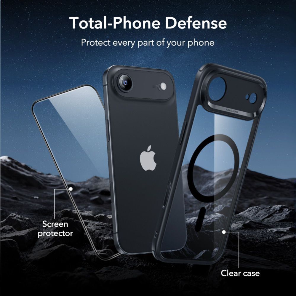 Citas preces ESR ESR Classic Hybrid MagSafe + Tempered Glass Set for iPhone 17 Air - Clear Black