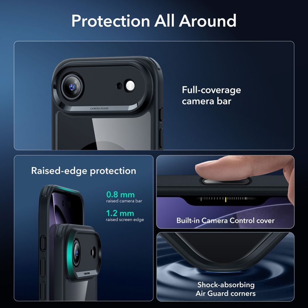 Citas preces ESR ESR Classic Hybrid MagSafe + Tempered Glass Set for iPhone 17 Air - Clear Black