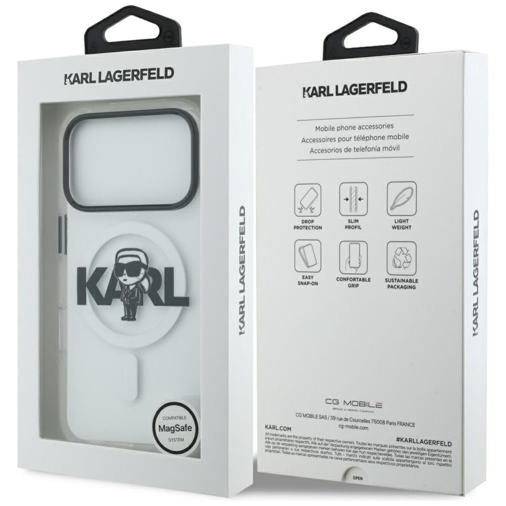Citas preces Karl Lagerfeld Karl Lagerfeld IML Karl Sketch Logo MagSafe Case for iPhone 17 Pro - Transparent