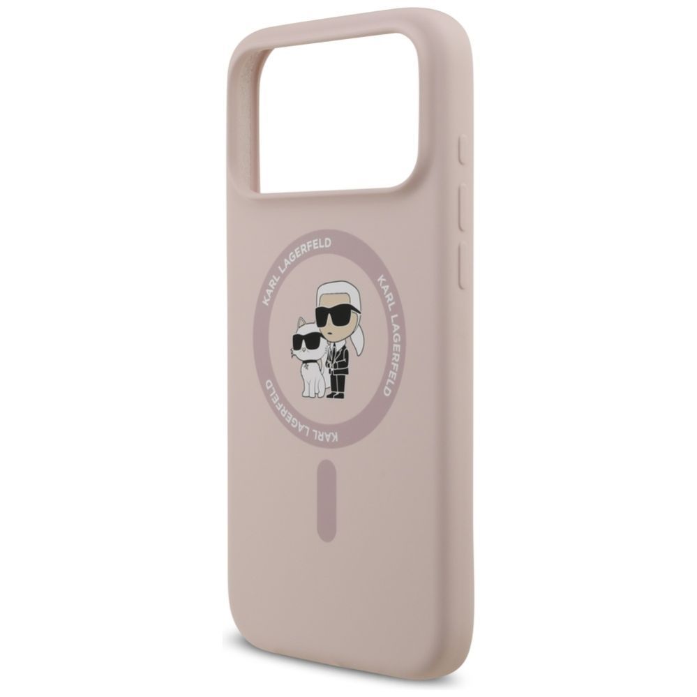 Citas preces Karl Lagerfeld Karl Lagerfeld Silicone Karl&Choupette Ring MagSafe Case for iPhone 17 Pro Max - Pink