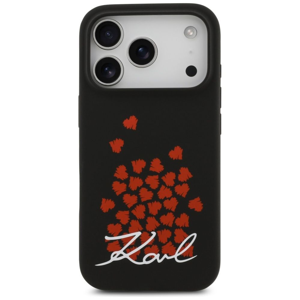 Citas preces Karl Lagerfeld Karl Lagerfeld Silicone Heart Sign Logo MagSafe Case for iPhone 17 Pro - Black