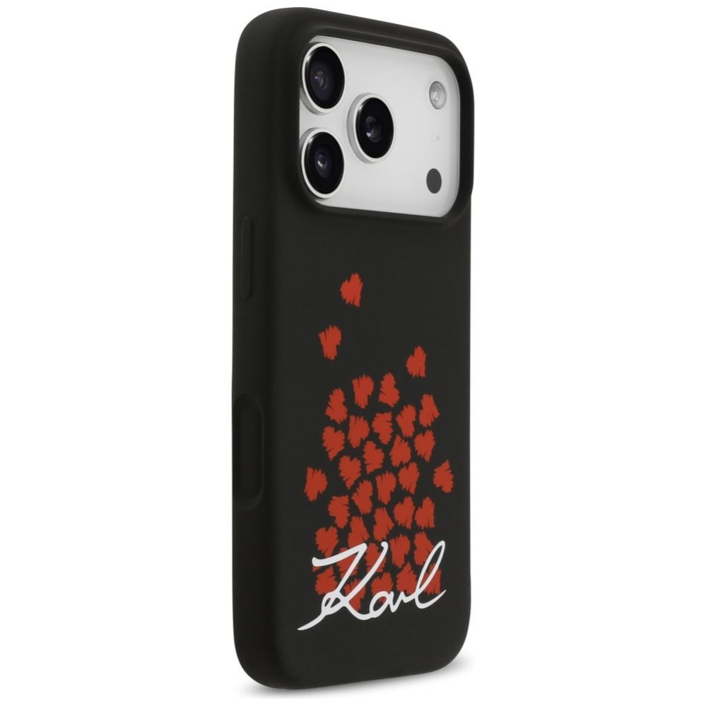 Citas preces Karl Lagerfeld Karl Lagerfeld Silicone Heart Sign Logo MagSafe Case for iPhone 17 Pro - Black