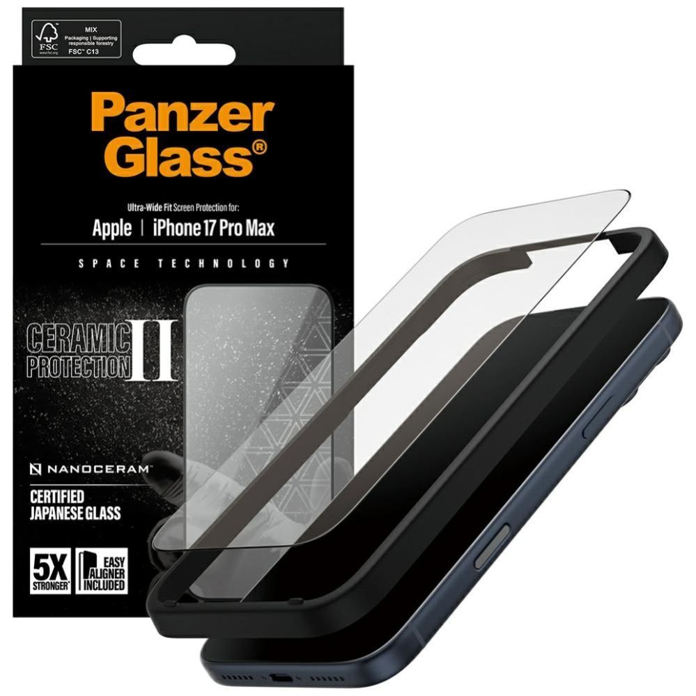Citas preces Panzer Glass PanzerGlass Ceramic II Ultra-Wide Fit EasyAligne Tempered Glass for iPhone 17 Pro Max