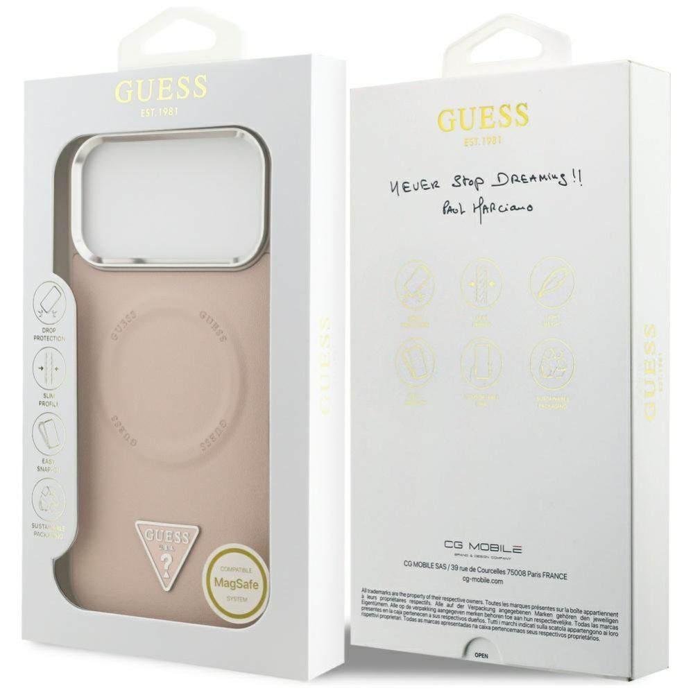 Citas preces Guess Guess Triangle Logo MagSafe case for iPhone 17 Pro - pink