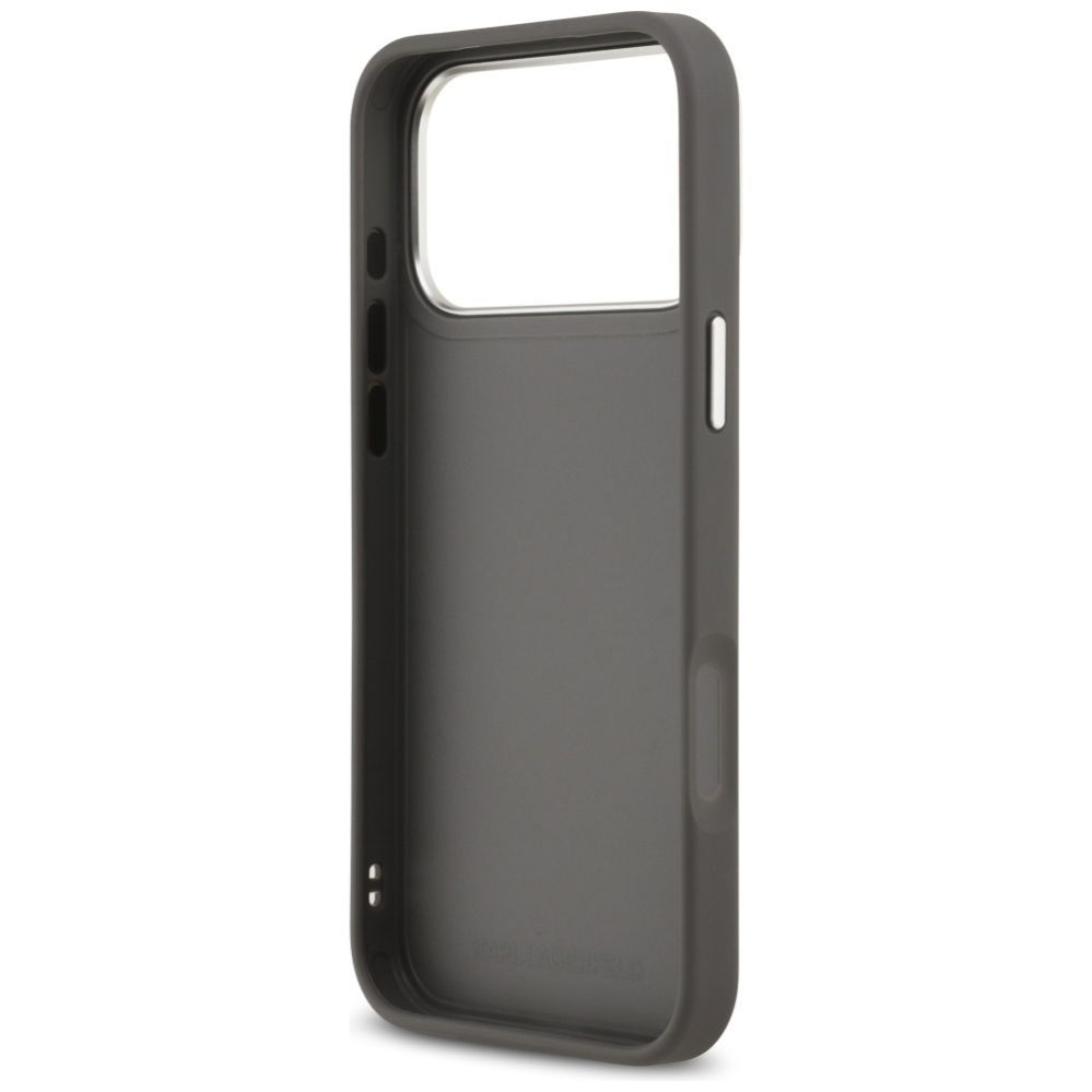 Kitos prekės Karl Lagerfeld Karl Lagerfeld FW Grained Karl & Choupette Heads Pins & Logo iPhone 17 Pro Max Case - Gray