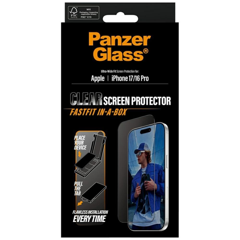 Citas preces Panzer Glass PanzerGlass Ultra-Wide Fit Fastfit Tempered Glass for iPhone 17 / 16 Pro
