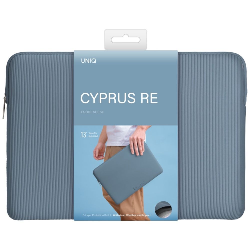 Citas preces UNIQ Uniq Cyprus Ridge Edition Laptop Sleeve bag for a 14" water-resistant neoprene laptop - blue